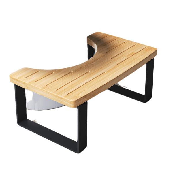 Squat Toilet Step Stool- Bamboo Household Wooden Bathroom Stool