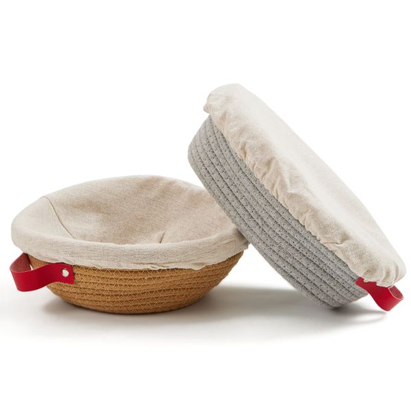 Chenshia Cotton Rope Banneton Bread Proofing Basket Set with Liners&amp;Covers