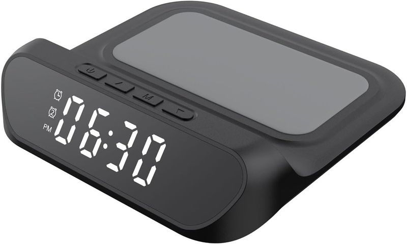 Alarm Clock Desk Clock with Wireless Fast Charger 15W
