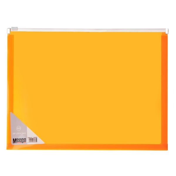 Meeco A4 Zip Lock Bag - Orange (Pack of 5)