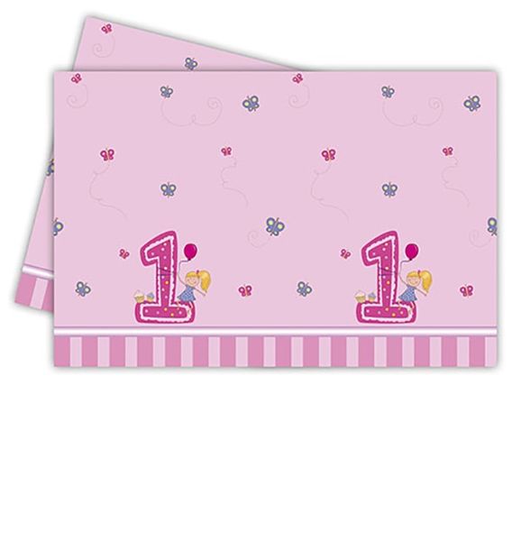 Girls First Birthday Plastic Tablecover 120X180Cm