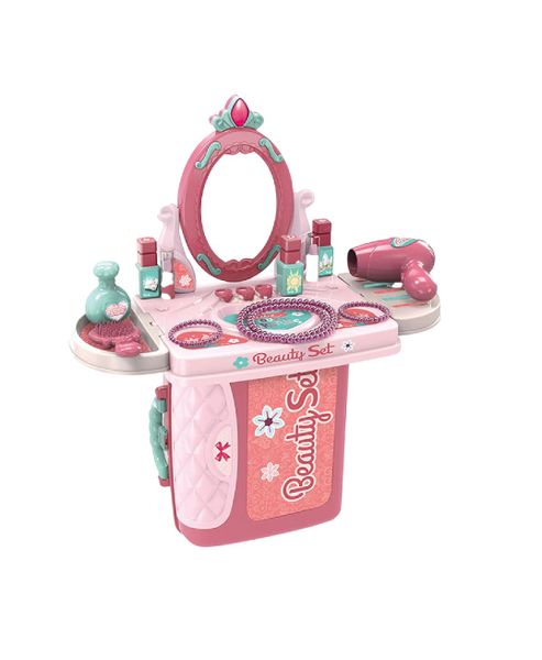 Kids 3 in 1 Pretend Play Makeup Suitcase Kit with Mirror - Set of 45