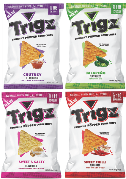 Corn Chips | Chutney, Jalapeno, Sweet &amp; Salty, Sweet Chilli | 40 Pk | Trigz