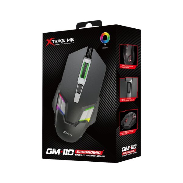 Ergonomic Backlit Gaming Mouse - Durable 3600 DPI Optical Wired RGB Mouse