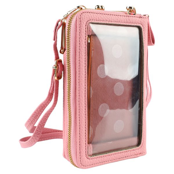 Women's Leather Phone Purse with Shoulder Strap and Card Slots