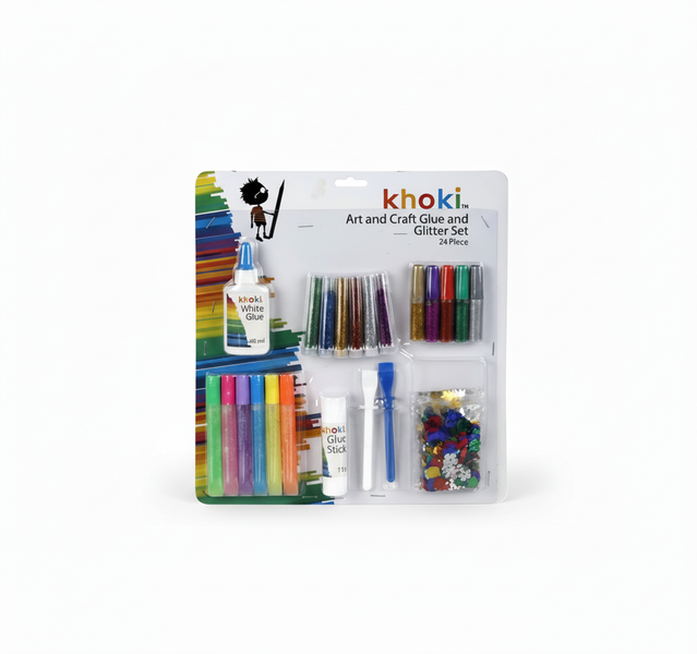 Khoki 24 Piece Glitter Set - Assorted Colors, Non-Toxic Craft Glitter