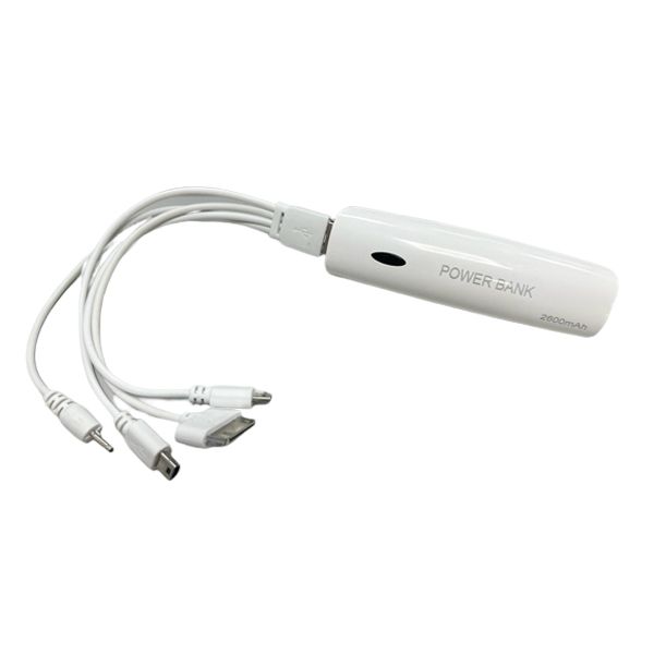 Multifunctional Power Bank 2600mAh With Multi Cable to USB-A