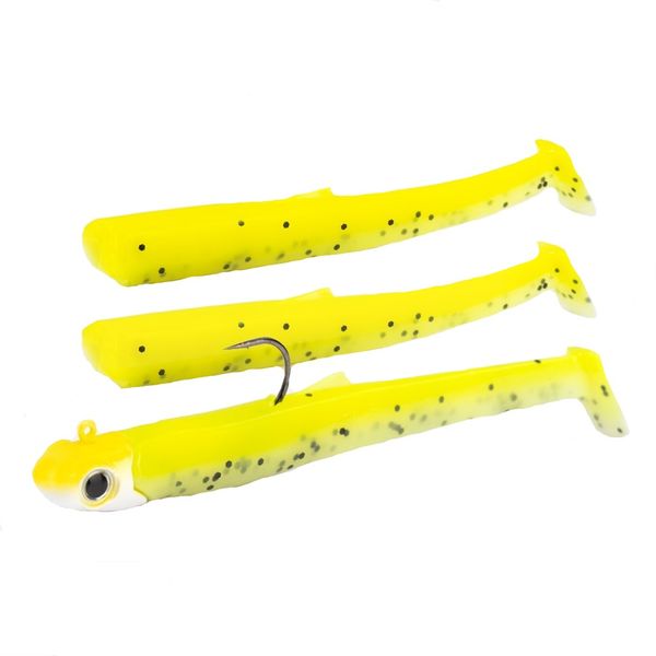 Fishing Lure Soft Minnow Style Chartreuse with Jig Head Yellow