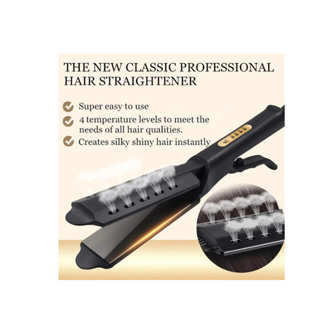 Ceramic tourmaline ionic flat outlet iron hair straightener steam