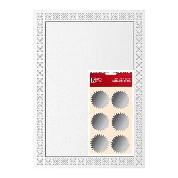 Certificate Paper and Notarial Seals Pack Silver -10's