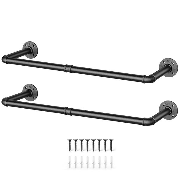 Industrial Pipe Drying Pole 2-Piece Set - Black -92.5cm