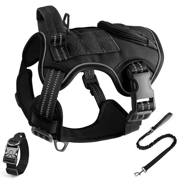 Reflective No-Pull Dog Harness &amp; Leash - Adjustable &amp; Durable Collar for Dogs
