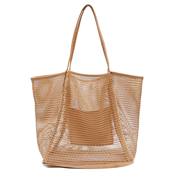 Portable Mesh Bag Kids Storage Bags Swimming Beach Bag Brown