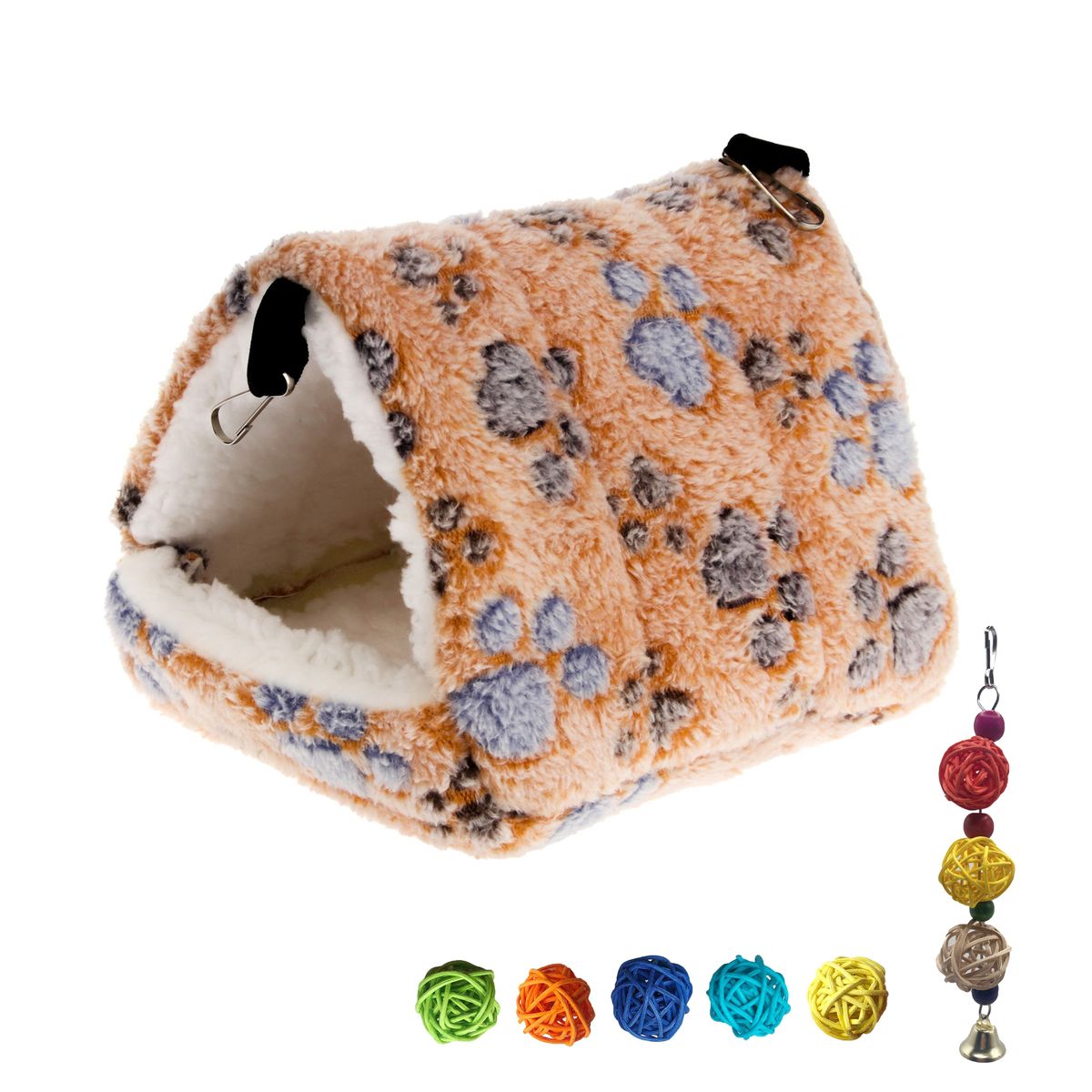 Hanging Pet Mini Bird Bed Bird Nest House With Parrot Chew Toys Bird ...