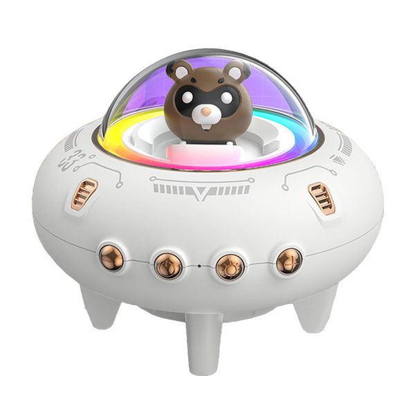 Wireless Bluetooth Speaker Cute Spaceship Shape Colorful Light Desktop