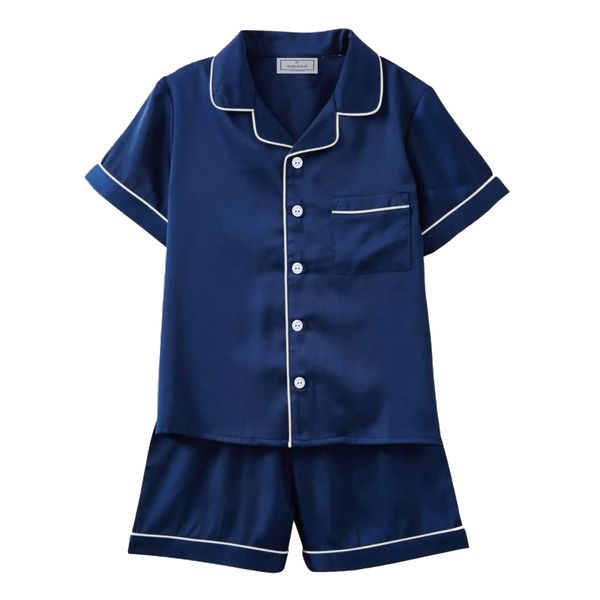 PJ Warehouse Men's Midnight Navy Button Down Summer Pyjama Set