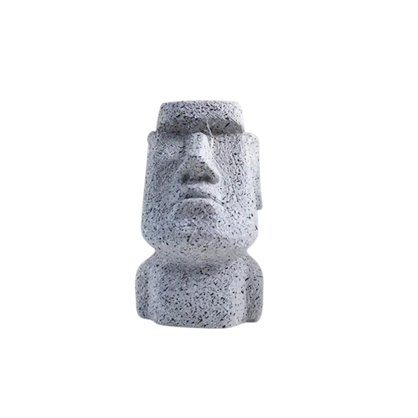 Grey Resin Tabletop Human Head Stone Like Sculpture - Glasses Holder