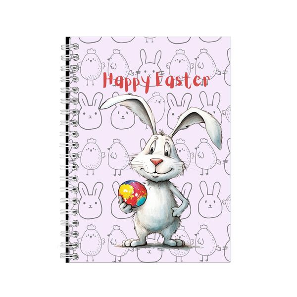 White Bunny A5 Notebook Spiral Lined Trendy Easter Graphic Notepad 082