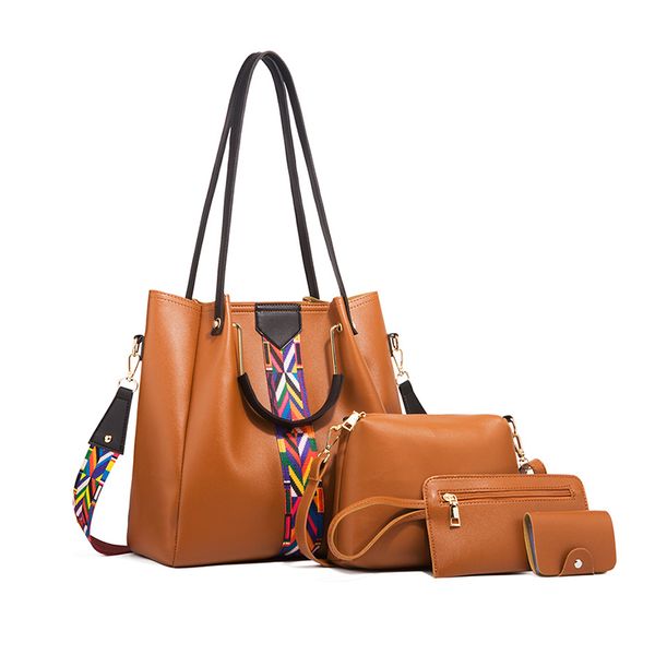 Top Handle Satchel Handbag With Tote Purses 4 Piece