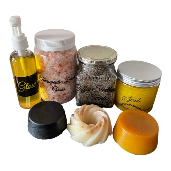 Handmade Skincare Products. Soaps, Scrubs, Bath Salts, Body Glow Oils.