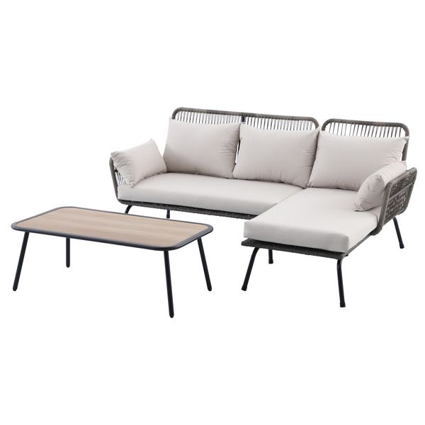 George &amp; Mason - Pearl Steel Wicker Corner Patio Set