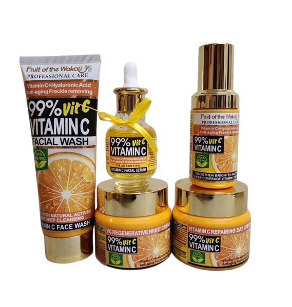 99% Vitamin C + Hyaluronic Acid Facial Wash, Serum, Day, BB &amp; Night Cream
