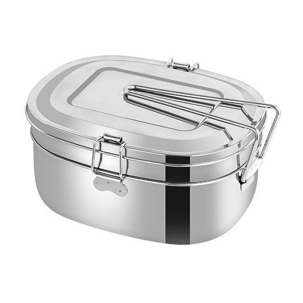 Double-layered Premium Aluminum Portable Camping Lunchbox with Handle