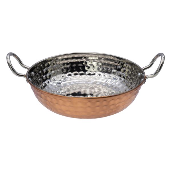 Cookware Karahi Pan Hammered Stainless Steel Copper Plated, 1.2L