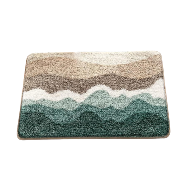32 x 20 Inch Bathroom Rug, Non Slip Green Beach Bath Mat, Machine Washable