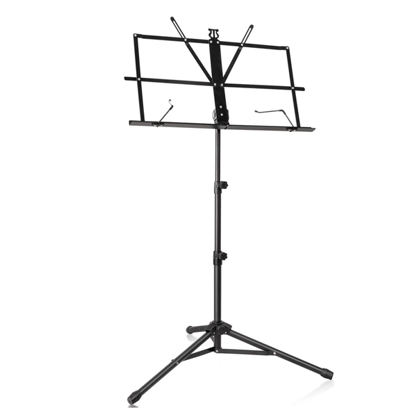 Metal Sheet Music Stand with Tripod Base &amp; Sheet Music Folder -Black