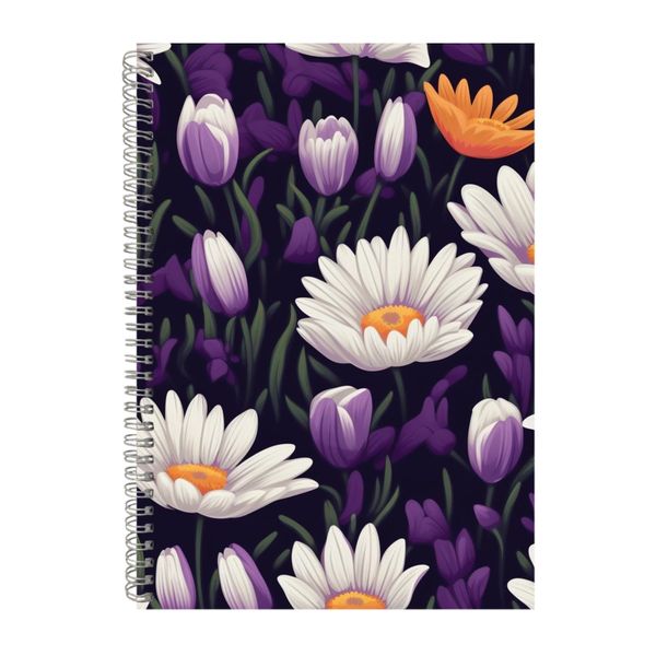 Purple Tulips And White Daisies Notebook Art Gift Idea Notepad Pad 114