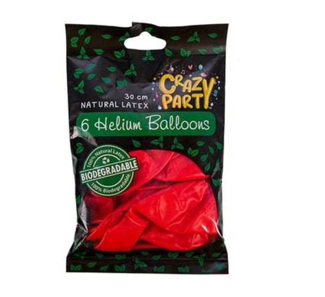 Crazy Party- Balloons Helium Biodegradable Blue - 6-Piece