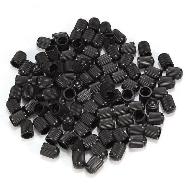 100Pieces Plastic Valve Caps Tire Cap Valve Cover for Car Motorcycle Black