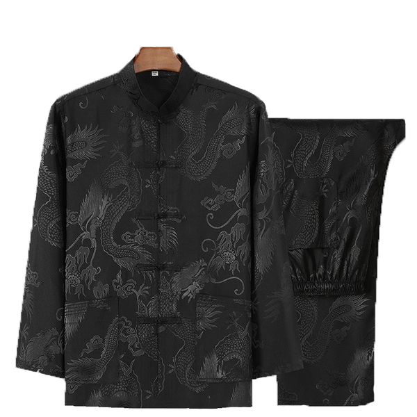 Men's Jacket Coat Long Sleeve Icesilk Tang Suit Uniform Kung Fu Shirt