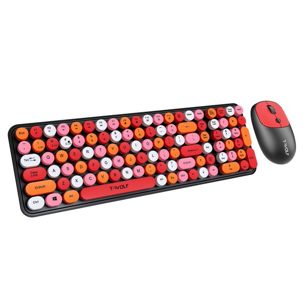 Bluetooth 2.4G+5.0 Dual-Mode Retro Wireless Keyboard And Mouse Set TF350