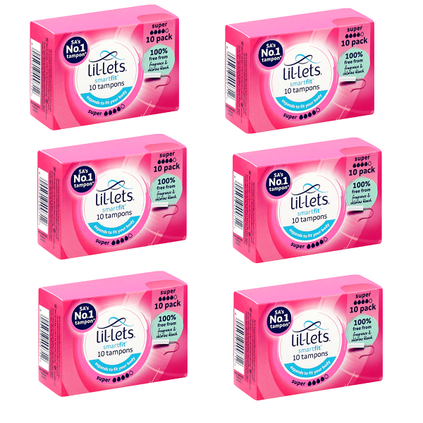 Lil-Lets Tampons Smart Fit Super Dispenser Pack (6 boxes x 10 tampons)