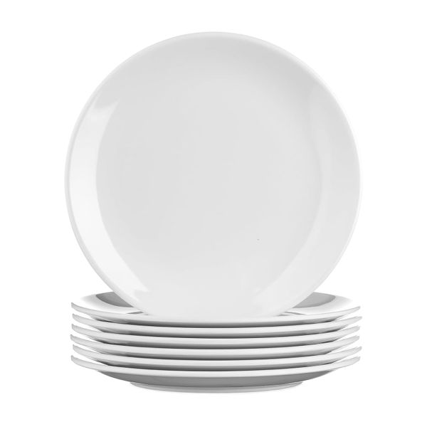Seco 7"/18cm Glazed Plate, Pack of 6, Durable &amp; Scratch Resistant - White