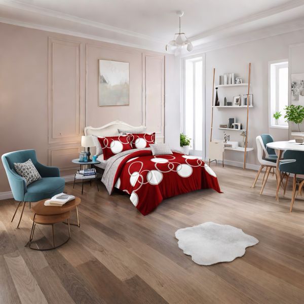 Red, White Polyester Classic All tc Duvet Cover 6 Piece