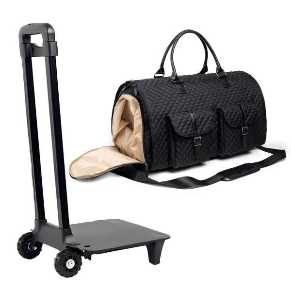 Rolling Garment Bag with Wheels - Overnight Duffle Waterproof Duffel Bag