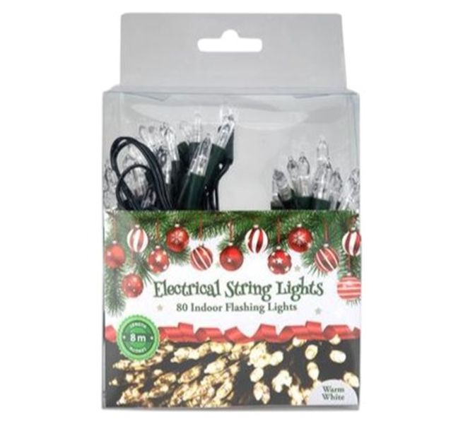 Xmas Warm White 80 LED Indoor String Lights 220V 8M