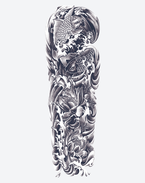 EZINK Japanese Koi Sleeve Temporary Tattoo | Lasts 1-2 Weeks