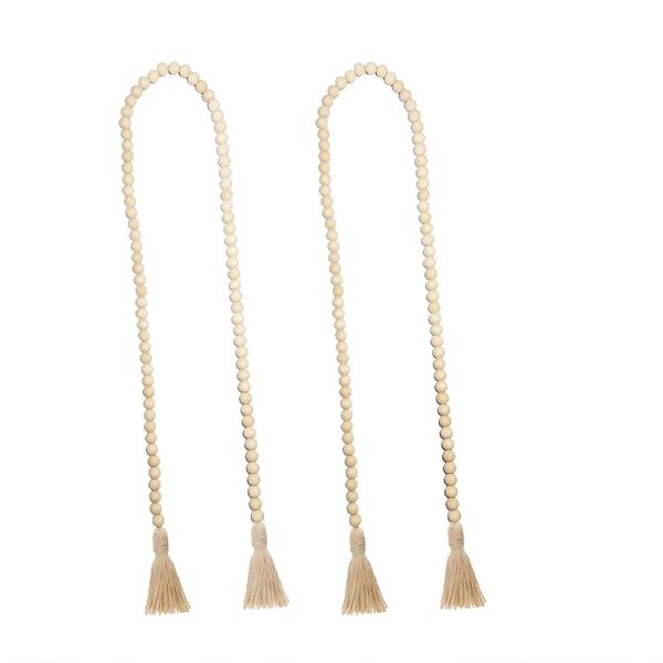 2PCS Wood Prayer Bead Garland with Tassel for Wall Hanging Home Decor