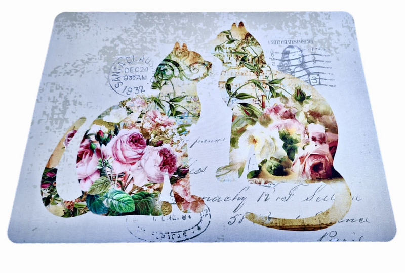 Large Mouse Pads 39 x 29 cm - 2 Cats with Roses