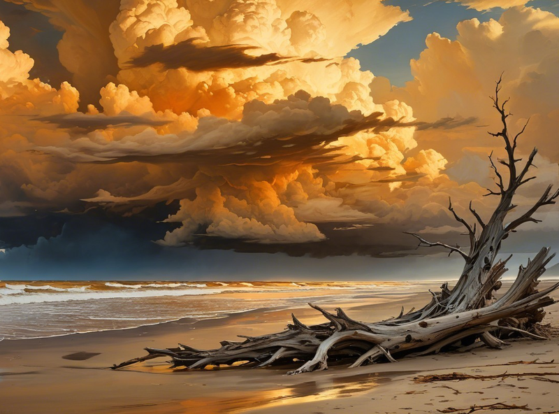 Modern Canvas Wall Art Home Decor - Cloudy Driftwood