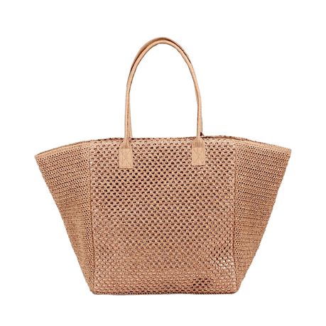 Large Tote Straw Beach Bag - Natrual Image