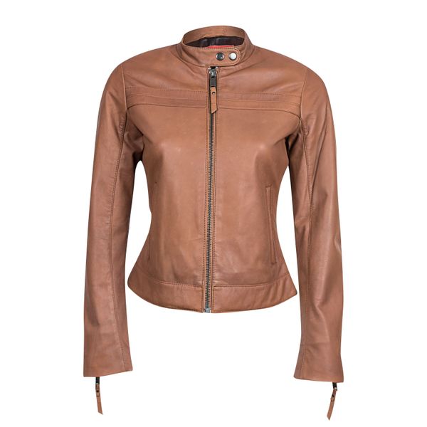 Mara Super Soft 100% Genuine Leather Moto Jacket in Brown