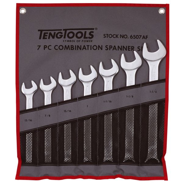 TengTools - 7 Piece AF (Imperial) Combination Spanner Set - 6507AF