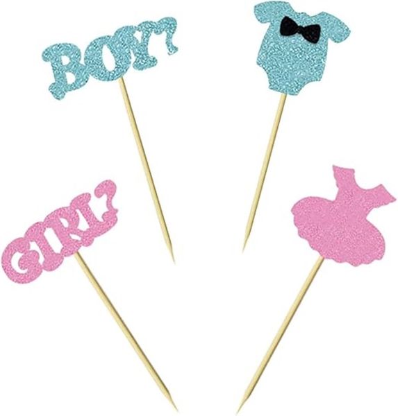 12 Pieces Gender Reveal Cup Cake Toppers