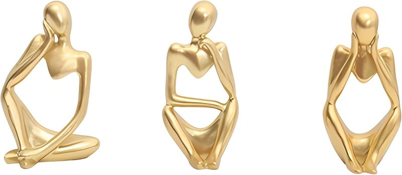 Sulfar Gold Thinker Statue Set of 3 Abstract Decor Figurines