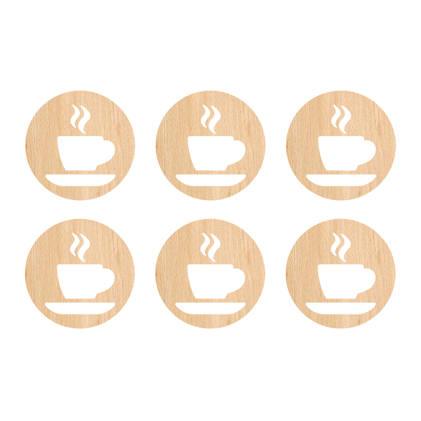 Wooden Cup &amp; Saucer Coasters - Set of 6